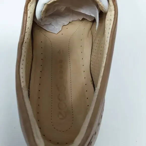 Ecco 40 Size 10.5 Spikeless Womens Golf Shoes Wingtip Brown Leather - Picture 9 of 14